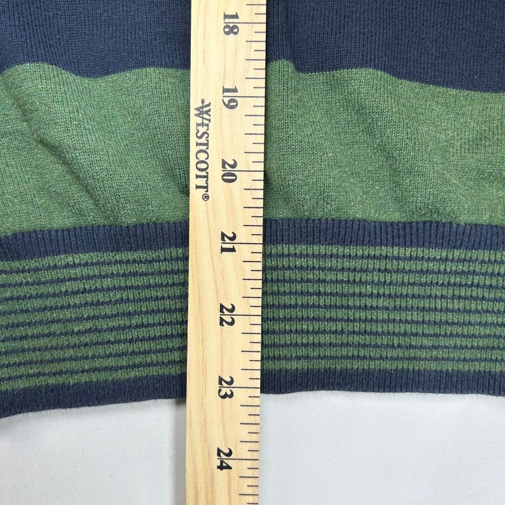 Tommy Hilfiger Mens Striped Crewneck Sweater Green Navy Blue Cotton Small - Picture 4 of 8